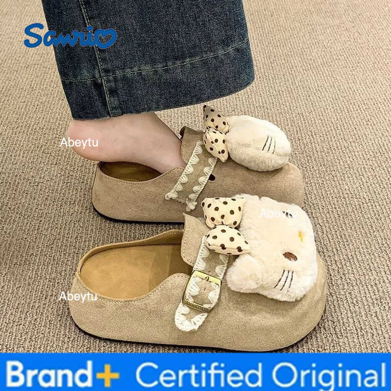 Sanrio New Cute Cartoon Kt Cat Casual Slippers Women Thick Soled Comfortable Home Wear Versatile Non-Slip Slippers Autumn Winter Gift H251230