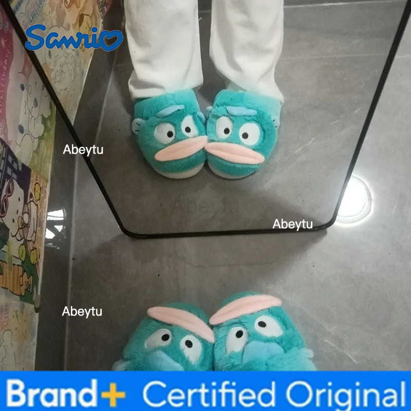 Sanrio Kawaii Cartoon Hangyodon Anti-Slip Warm Plush Y2K Soft Bottom Cotton Slipper for Winter Home Indoor Use Christmas Gift H251230