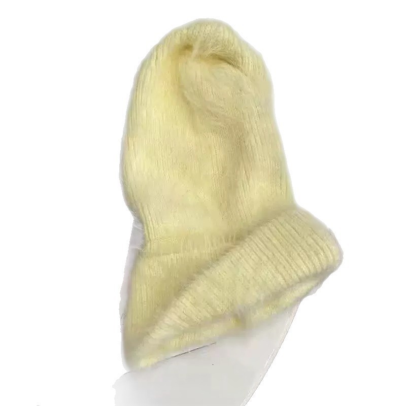 Fluffy Alpaca Wool Beanies Women Warm Knitted Hat Winter Bonnet 241122