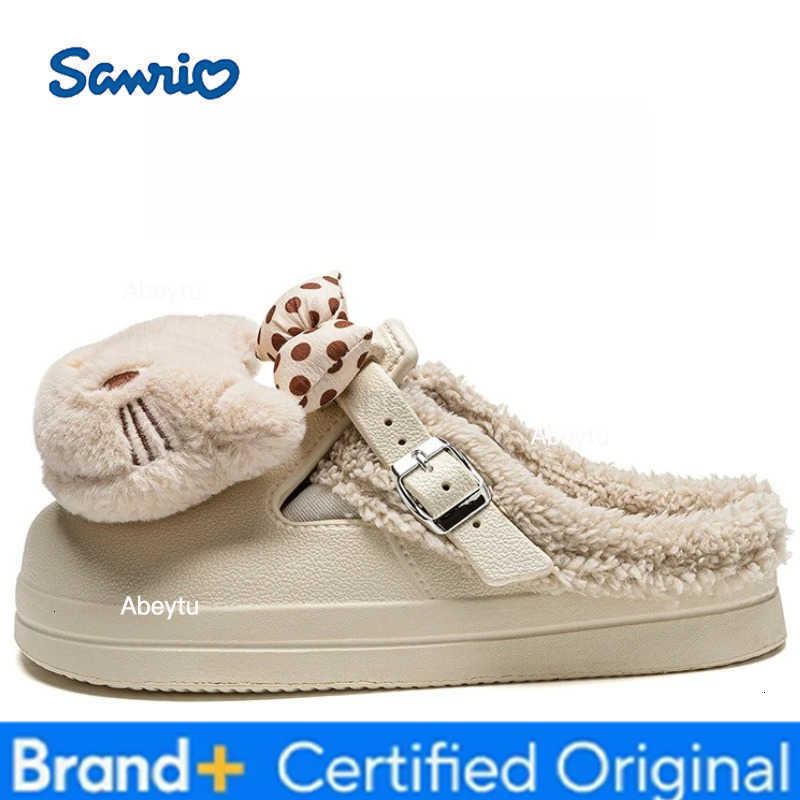 Sanrio Autumn Winter Hello Kitty Slippers For Women Plush Kawaii Cute Home Warm Cotton Slippers Cartoon Home Indoor Shoes Gifts H251230