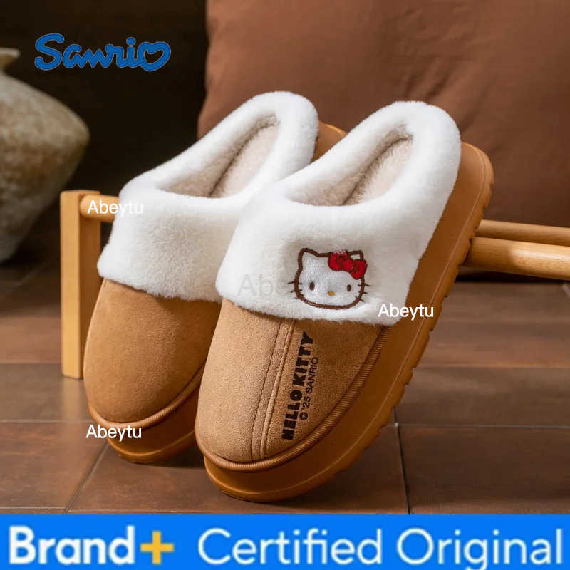 Sanrio Kids Slippers House Shoes Cinnamoroll Kuromi Winter Shoes For Children Warm Thick Bottom Anti-slip Pink Blue Shoes Size 38-41 H251230