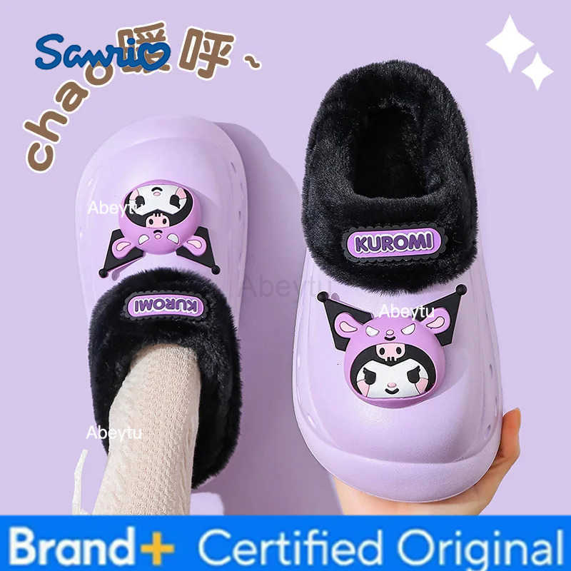 Sanrio Anime Hello Kitty Autumn/winter My Melody Cotton Slippers Cinnamoroll Cartoon Anti Slip Plush Slippers Kuromi Warm Slippers Gift H25123011