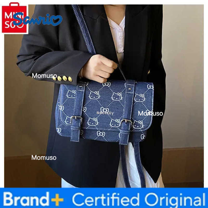 Sanrio 2025 Fashion Retro Cowboy New Cartoon Hello Kitty Backpack Womens Versatile Large Capacity Storage Shoulder Bag H251230