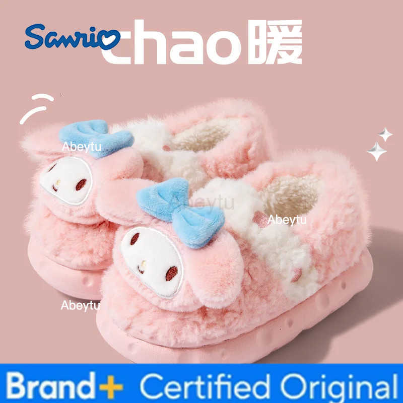 Sanrio Winter Toe Wrap Warm Cotton Slippers Thick Soft Fashion Kawaii Home Shoes Men Women Indoor Floor Flat Home Anime Figure Shoes H251230