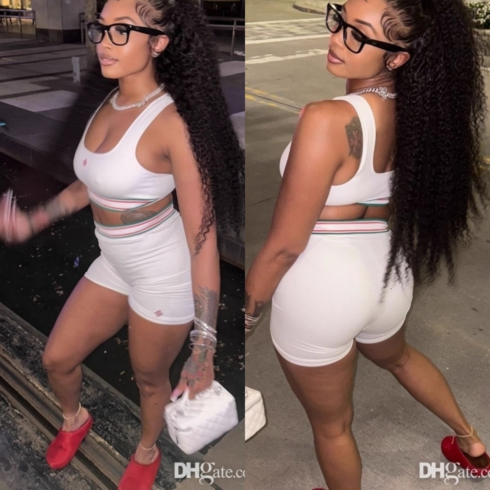 Womens Designer Tracksuit Summer Sexy 2 Piece Set Women Fashion Printed Sleeveless Vest Shorts Casual Sports Fitness Wear Suit