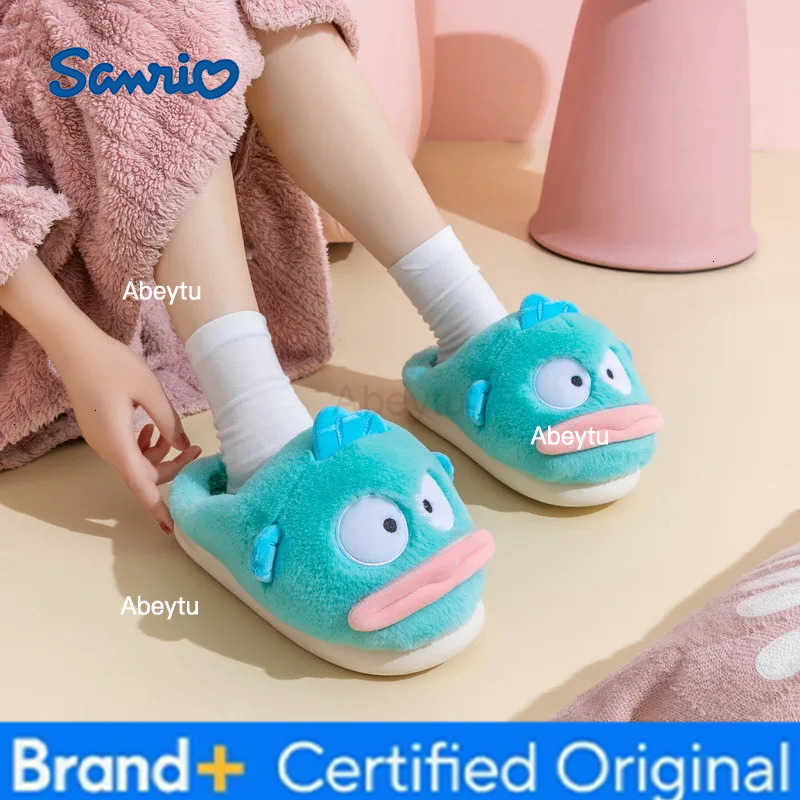 Sanrio Kuromi Parent-Child Plush Slippers Women My Melody Kawaii Anime Cinnamoroll Cotton Shoes Flat Autumn Winter Warm Non-Slip Cute H251230