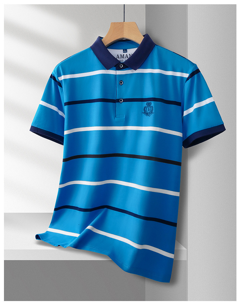 Brand New Designer T-shirt Outdoor Classic Striped Short Sleeved Summer New Item Lapel Short T Shirt Basic Business Polo Shirt Apparel Fashion Tops