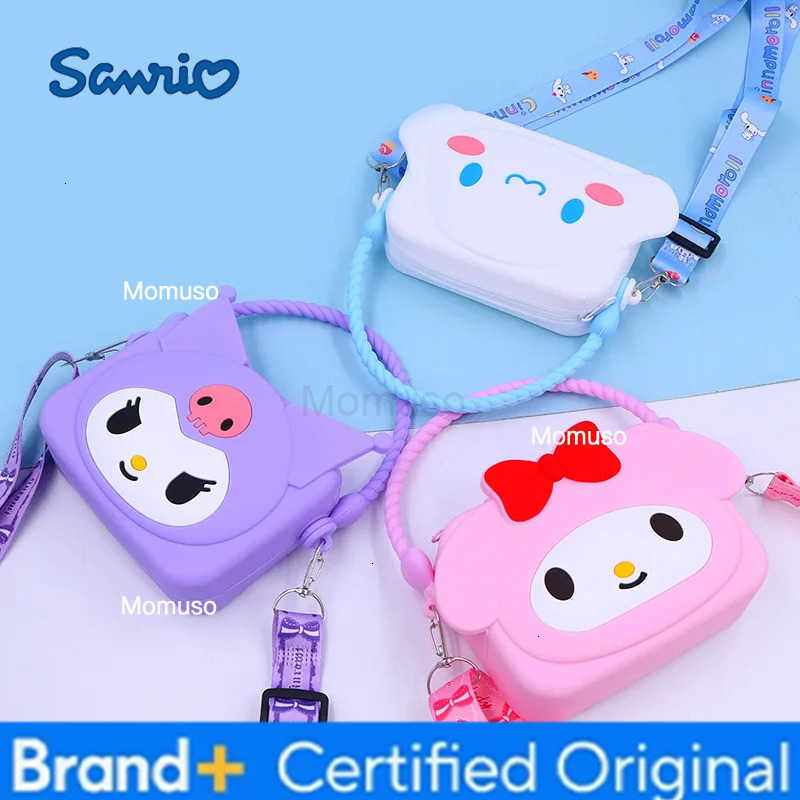 Sanrio Anime Hello Kitty Kawaii Fashion Girl Storage Bag Silicone Coin Purse Cartoon Crossbody Shoulder Bag Child Birthday Gifts H251230