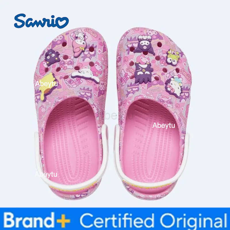Sanrio Hellokitty Kuromi Melody Children Slippers Non-slip Soft-soled Wrap New SummerGirls CartoonToe Sandals Gift Beach Shoes H251230