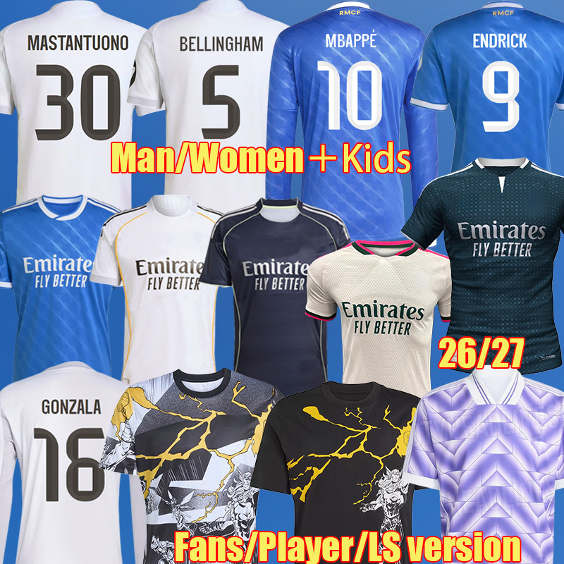 25 26 Player Version BELLINGHAM REALS Soccer Jerseys MBAPPE ENDRICK GONZALO fourth VINI JR 2025 2026 kits RODRYGO camiseta kids MaDRid football shirt HUIJSEN 992