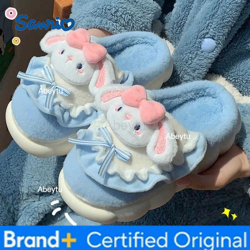 Sanrio Kids Slippers House Shoes Cartoon Slippers Winter Shoes For Girls Anti-slip Soft Bottom Warm Pink Blue Shoes Size 36-41 H251230
