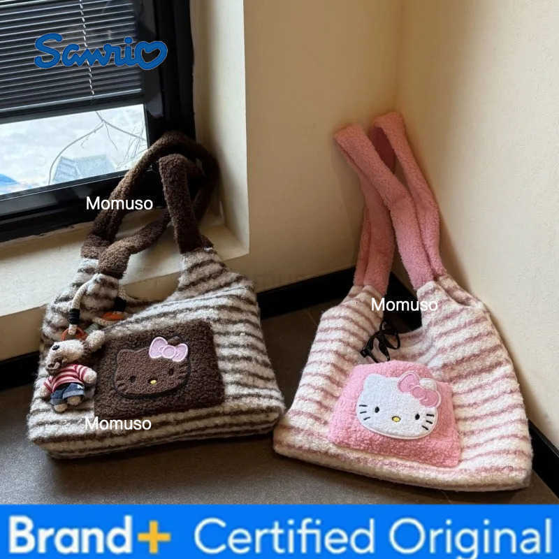 Sanrio Cute cartoon Hello kitty autumn and winter furry shoulder bag cute large-capacity armpit bag tote commuting bag holiday gift H251230