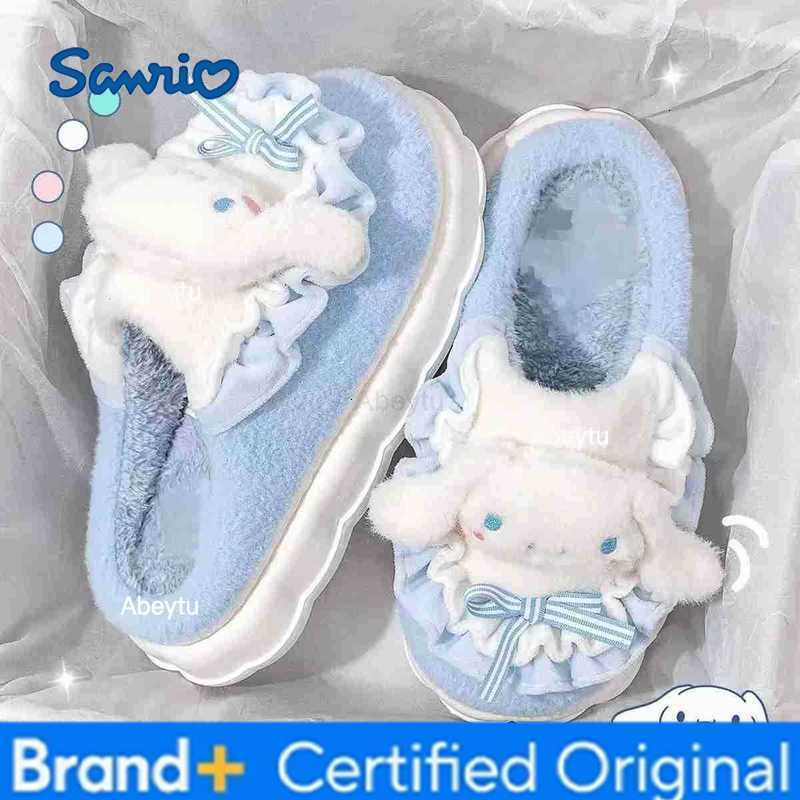Sanrio Hello Kitty Home Fuzzy Slipper Kuromi Cinnamoroll My Melody Yk2 Women Winter Plush Non Slip Slippers Girl Cute Flat Shoes H251230