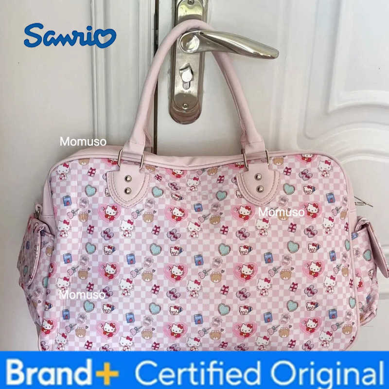 Sanrio New Cute Hello Kitty Travel Bag Anime Girl Handbag Duffle Bag Women Gift Kawaii Portable Crossbody Pu Glossy Travel Bag H251230