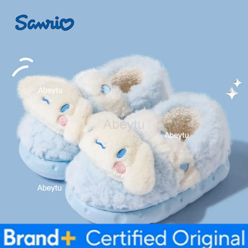 Sanrio Cinnamoroll Kuromi Winter Cartoon Child Cotton Shoes Girl Cute Plush Thicken Non-Slip Keep Warm Indoor Slippers Birthday Gift H251230