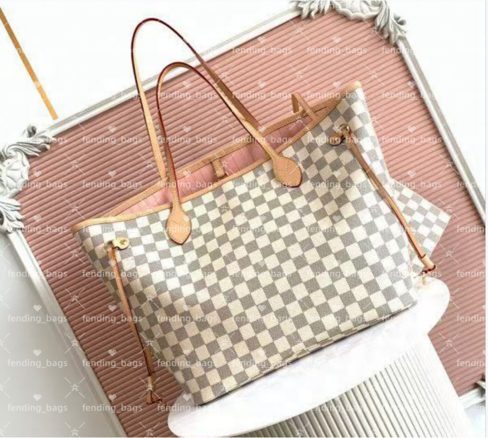 New Shopping Bag with Pink Lining Women Inspired Checkered nNeverfull Tote Bag Women's Large Capacity Shoulder Bags Designer Handbags Wallet Lady Totes Purse
