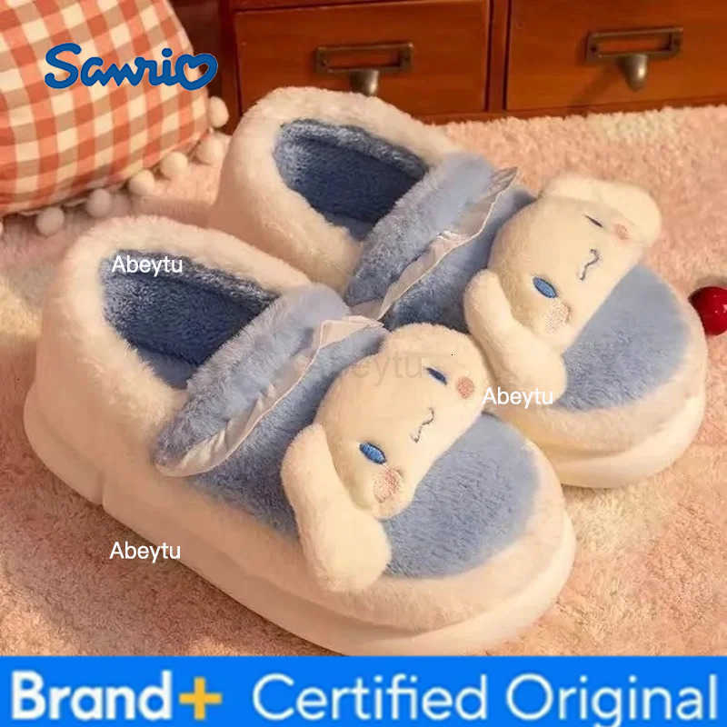 Sanrio Anime Cartoon Kawaii Hello Kitty My Melody Cinnamoroll Kuromi Slippers Cute Home Thick-Soled Plush Slippers Girls Surprise Gift H251230