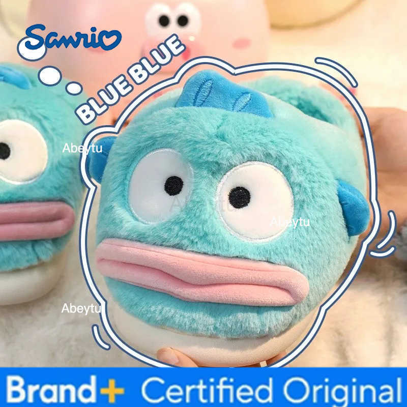 Sanrio Anime Plush Slippers Women Kawaii Hangyodon Cotton Shoe Flat Autumn Winter Keep Warm Non-Slip Cute Couple Slippers Birthday Gift H2512301
