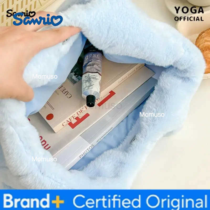 Sanrio Authentic Plush Shoulder Bag Kuromi Kitty Melody Tote Cute Girls Shoulder Bag Portable Handbag Storage Bag Girl Sweet H251230