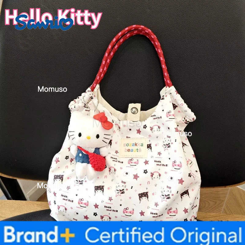 Sanrio Hello Kitty Cartoon Cute Anime Peripheral Printed Shoulder Bag Distinctive Creative Large Capacity Handbag Holiday Gift H251230