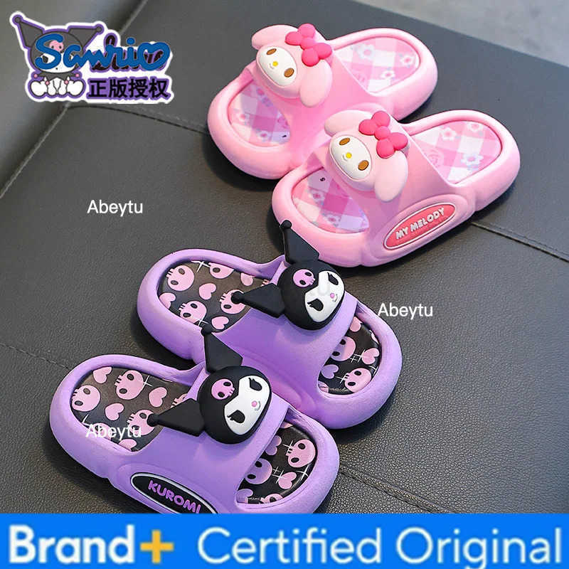 Sanrio Childrens Spring/summer Slippers Kawaii Hello Kitty Cartoon My Melody Kuromi Soft-Soled Non-Slip Beach Sandals Girl Gift H251230