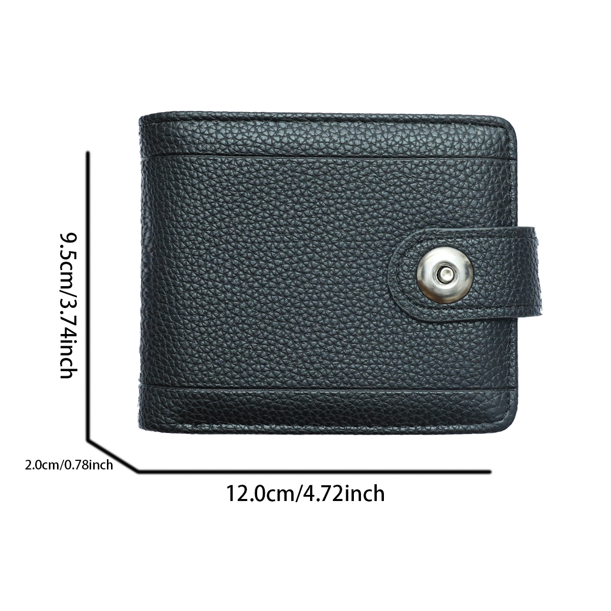 Wallets Men's Short Bifold Wallet with Metal Snap - Black/Brown Pebbled Faux Leather Card Holder (with Leather Tab) 208-19