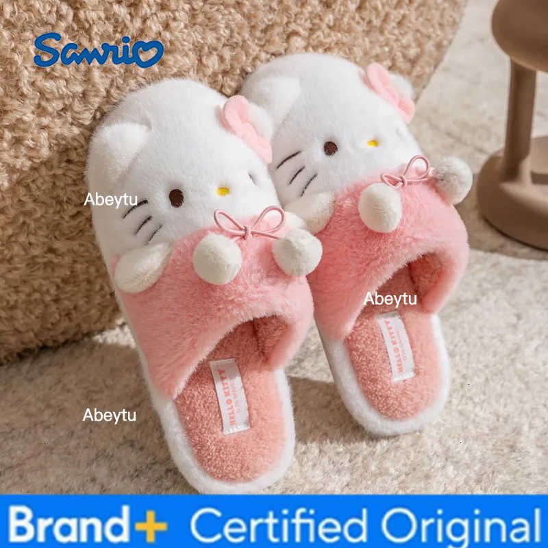 Sanrio Kids Slippers House Shoes Cartoon Kuromi Open Toe Winter Shoes For Girls Warm Anti-slip Pink Blue Shoes Size 36-41 H251230