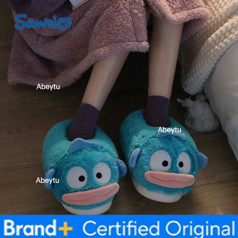 Sanrio Cartoon Hangyodon Plush Slippers Women Cute Home Anti Slip Cartoon Cute Winter Girls Soft Keep Warm Home Indoor Cotton Shoes H251230