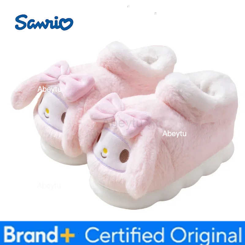 Sanrio My Melody Cotton Slippers Girl Winter Include Heel Student Thicken Velvet High New Thick Sole Anti-Slip Cotton Shoes H251230
