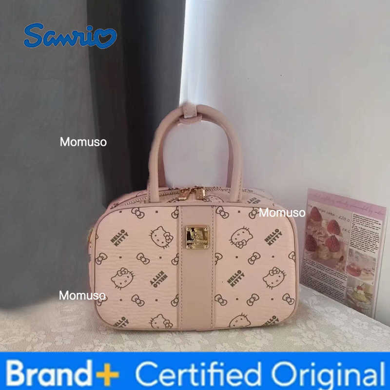 Sanrio Kawaii Hello Kitty Cartoon Printed Fashionable Versatile Bowling Handbag Anime Girls Heart Cute High-End Shoulder Bag H251230