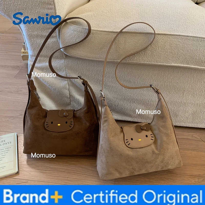 Sanrio Anime Hello Kitty Cartoon Suede Large Capacity Tote Bag Kawaii Shoulder Bag Portable Travel Toiletries Storage Bag Holiday Gift H251230