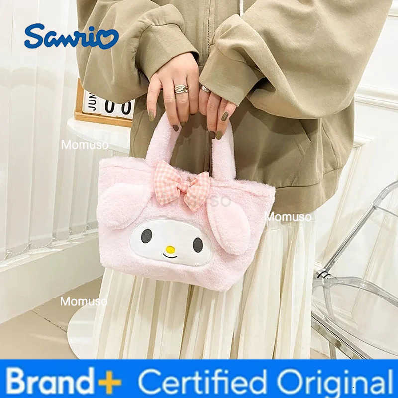 Sanrio Kawaii Plush Bag Melody Kuromi Cartoon Animal Large Capacity Handbag Cute Cinnamon Storage Handbag Womens Birthday Gifts H251230