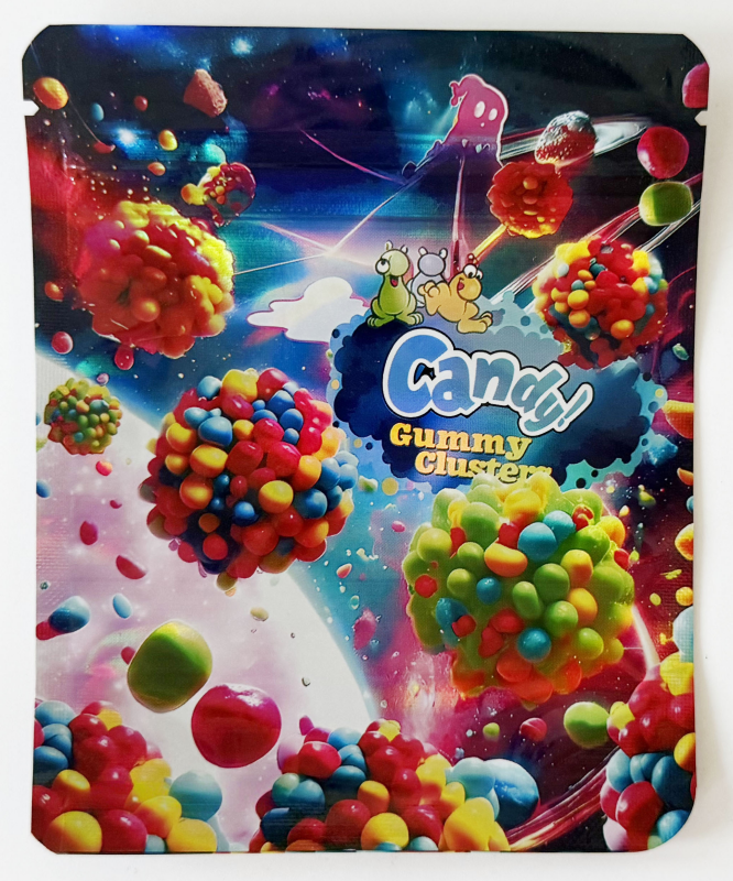 200pcs mylar bag 3.5g holographic aluminum foil resealable zipper pouch smell proof food packaging storage custom print design