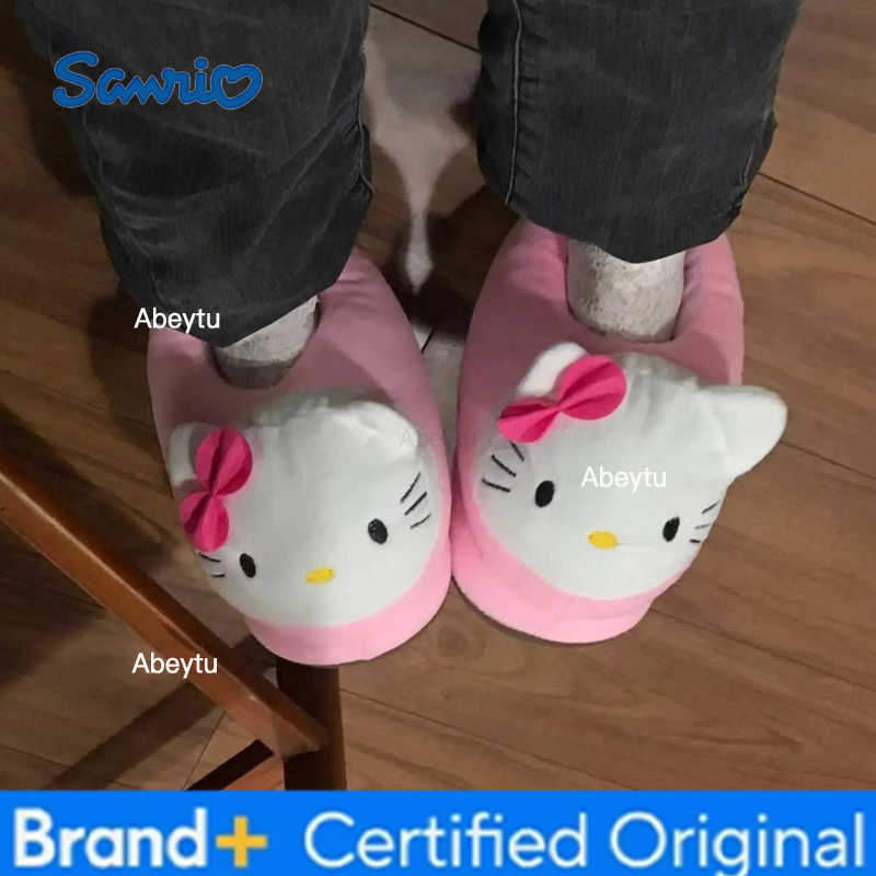 Sanrio Kawaii Hello Kittys Cotton Slipper Anime Sanrios Autumn Winter Home Indoor Shoes Girls Women Plush Slipper Warm Birthday Gift H251230