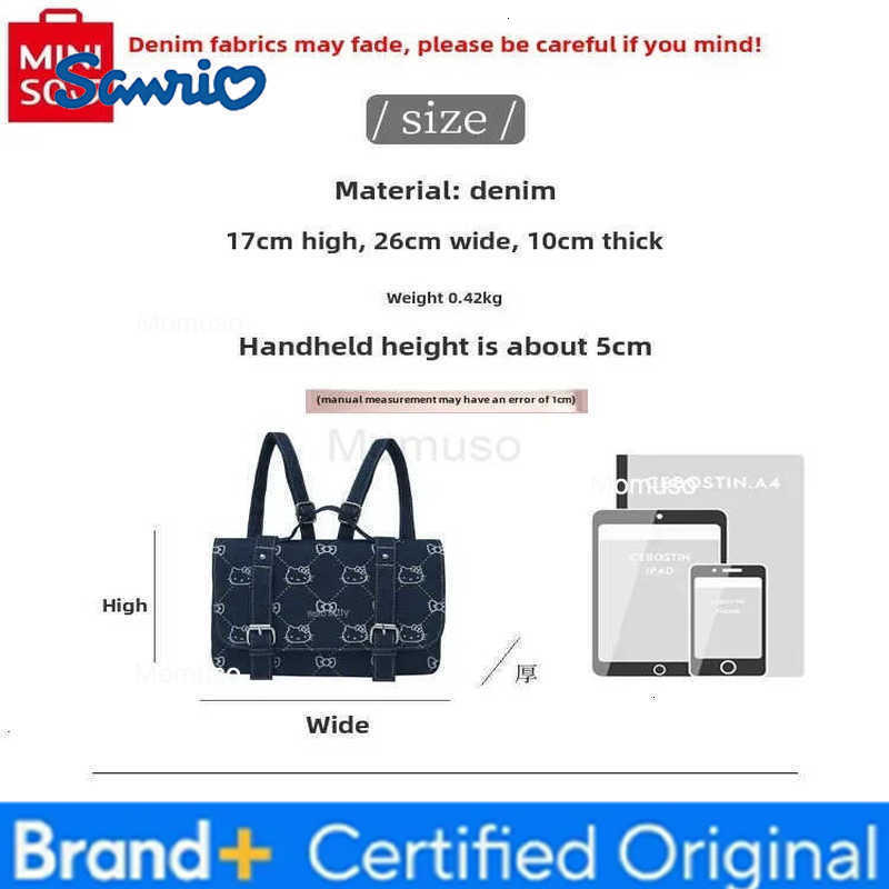 Sanrio 2025 Fashion Retro Cowboy New Cartoon Hello Kitty Backpack Womens Versatile Large Capacity Storage Shoulder Bag H251230