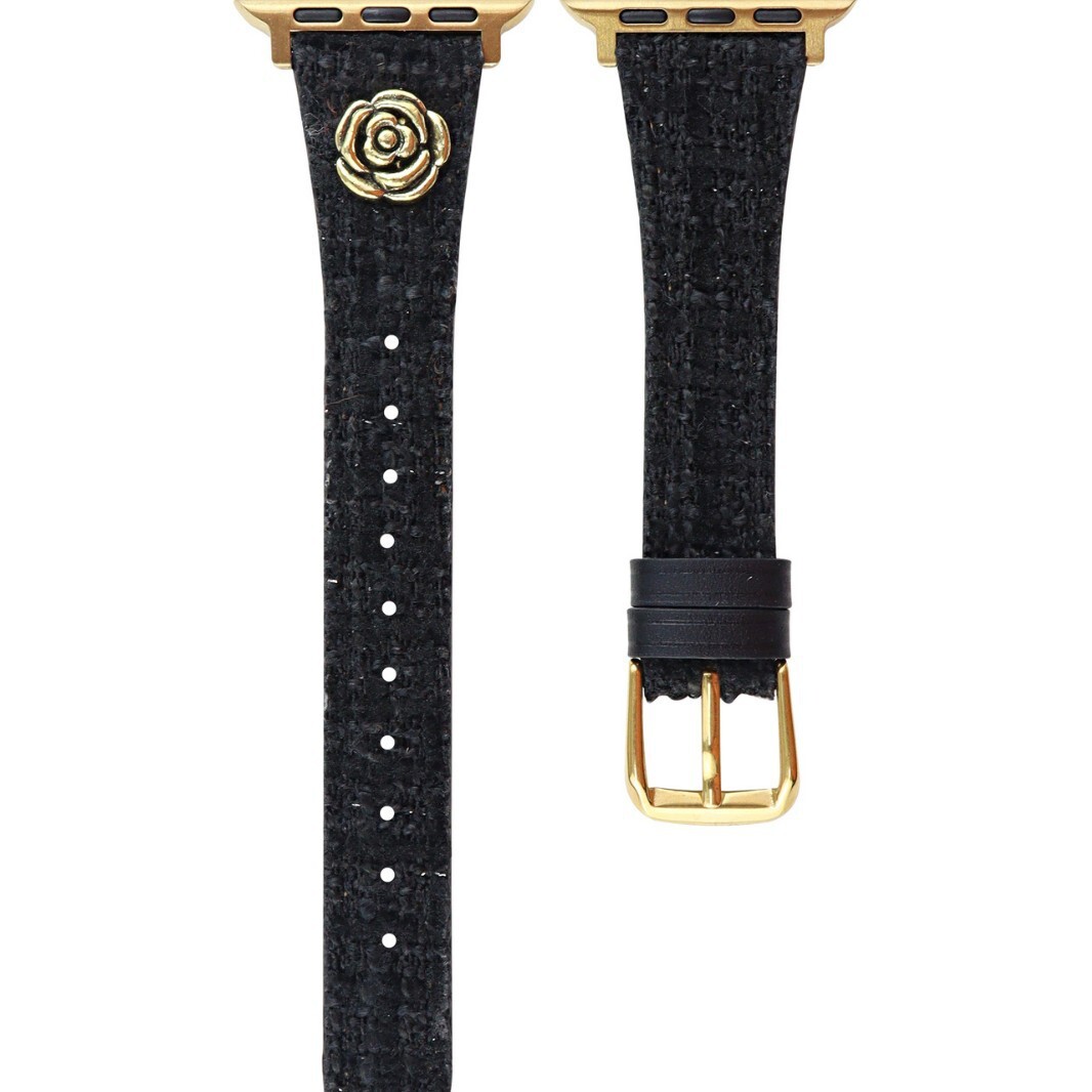 Chanel Style Camellia Leather Strap Compatible with Apple iWatch Series 11 10/9/8/7