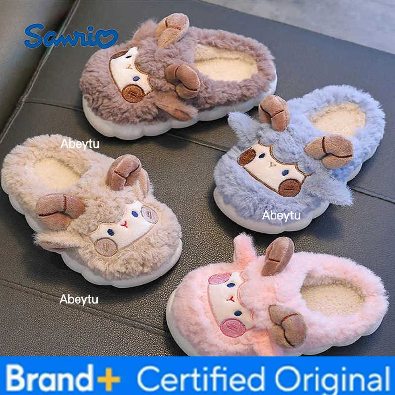 Sanrio Childrens Cotton Slippers 2025 New Girl Rabbit Spring Home Use Thick Bottom Indoor Warmth Boy Bag Heel H251230