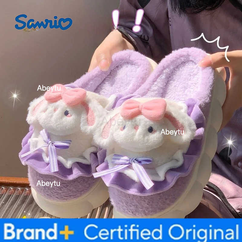 Sanrio Kids Slippers House Shoes Cartoon Slippers Winter Shoes For Girls Anti-slip Soft Bottom Warm Pink Blue Shoes Size 36-41 H251230