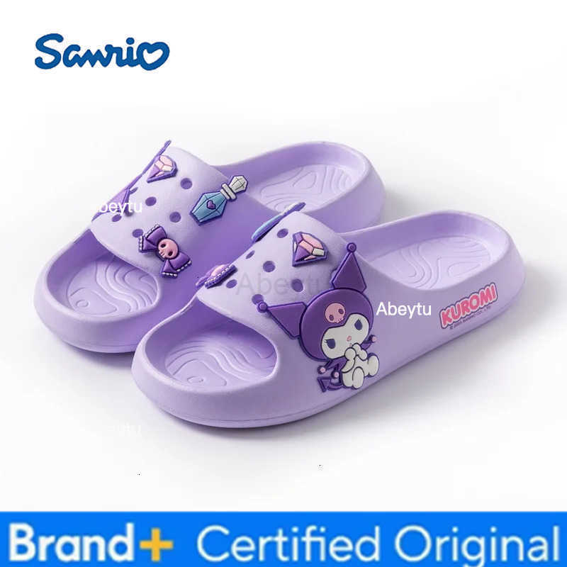 Sanrio Kawaii Slippers Anime Kuromi My Melody Hangyodon KT Cartoon Girls Soft Non-slip Soft Bottom Indoor Bathroom Beach Sandals Shoes H251230