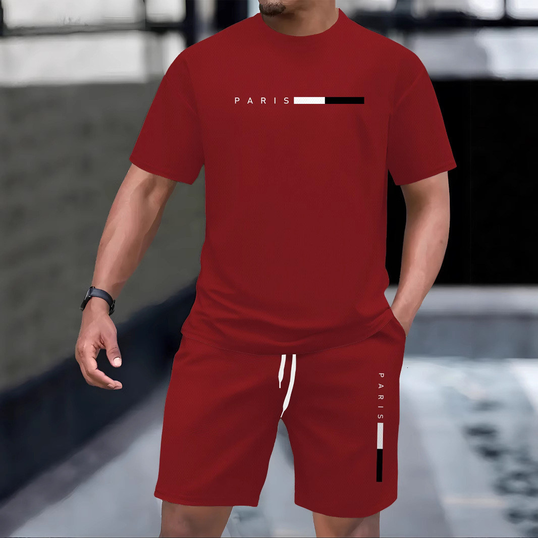 Luxury Brand Designer Clothes 2025 Summer Men's Casual Fashion Simple Trendy Short Sleeve Shorts Set