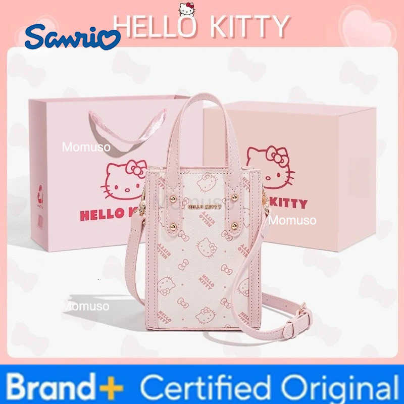 Sanrio Kawaii Hello Kitty Mini Advanced Handbag Anime Cute Girl Retro Cartoon KT Small Square Bag Fashion Versatile Festival Gift H251230