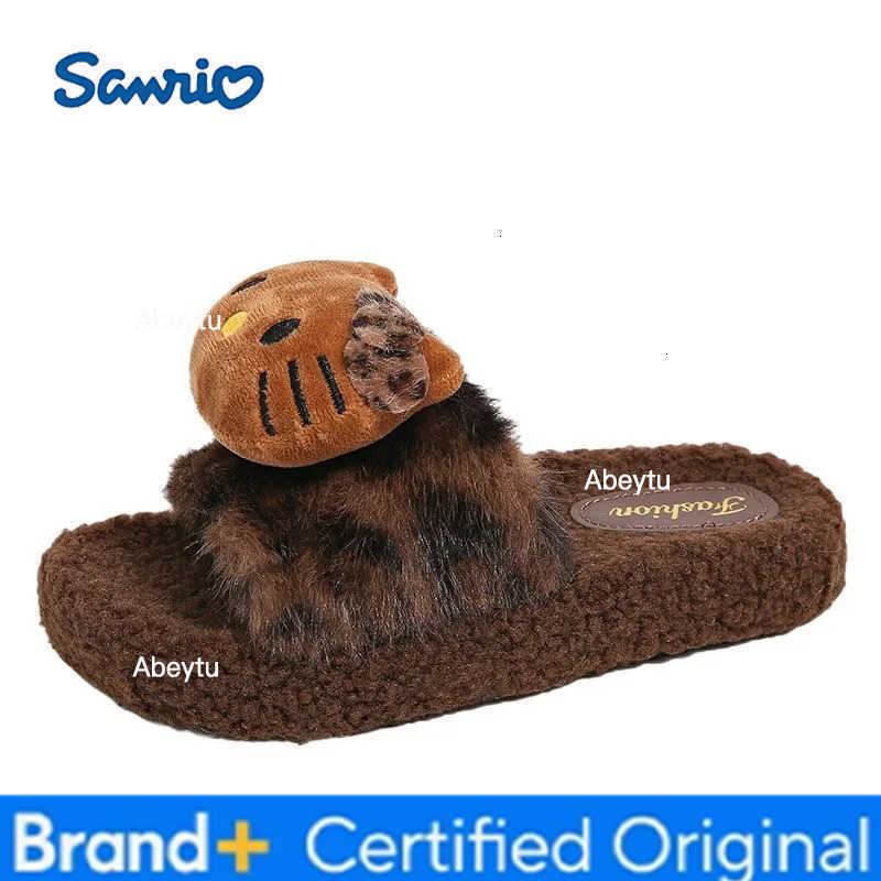 Sanrio Hello Kitty KT Cat Anime Plush Slippers for Ladies Kawaii Casual Fashion Indoor Outdoor Ladies Slippers Gift H251230