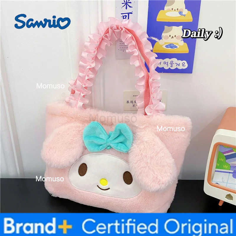 Sanrio Hello Kitty Plush Bag Kawaii Anime Handbag Cinnamoroll Kuromi Melody Cartoon Soft Stuff Shoulder Cosmetic Bags Girl Gifts H2512301
