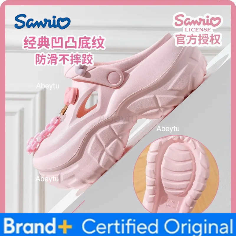 Sanrio Hello Kitty Kuromi Sandals Children Flat Shoes Summer Cute Cinnamoroll Fashion Soft Sole Sand Slipper Girls Birthday Gift H251230