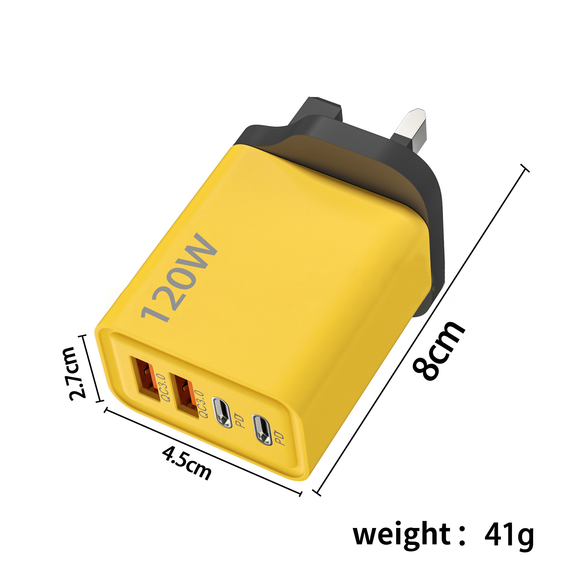 Universal 120W QC3.0 PD Type C fast charger 4 ports 2 USB 2 type c port with EU US UK power plug
