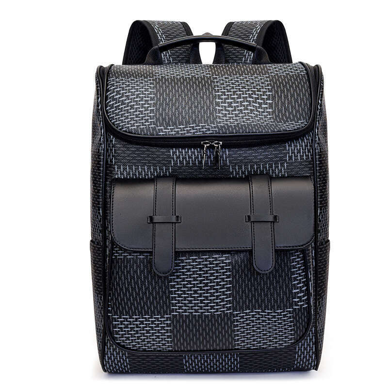 New Large Capacity Casual Fashion Korean Version Connector Men's PU Leather Laptop File School Bag College Student Backpack