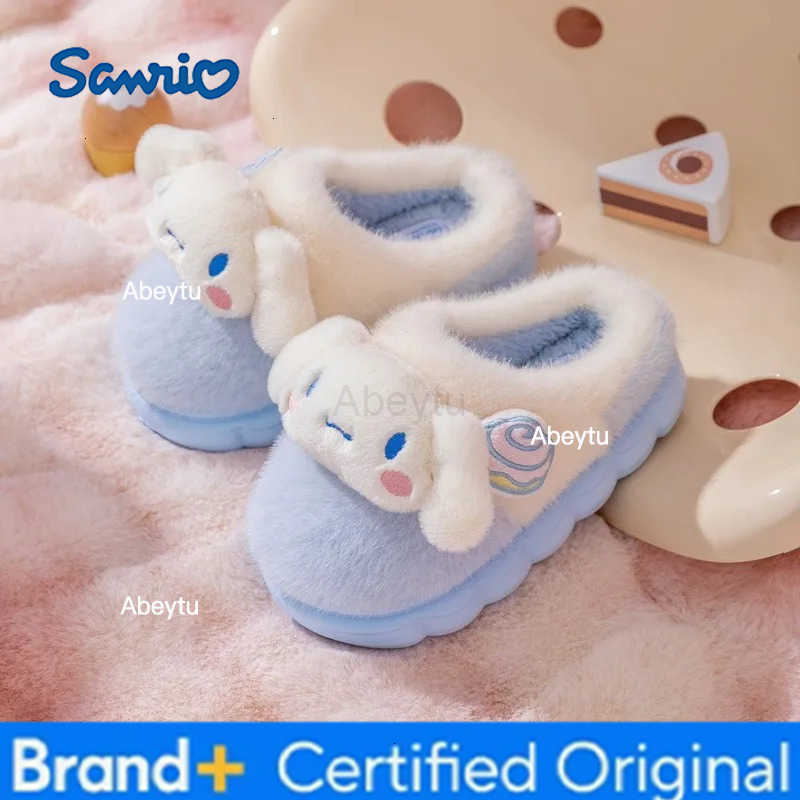 Sanrio Kids Slippers House Shoes Cartoon Cat Cotton Slippers Winter Shoes For Girls Anti-slip Warm Pink White Shoes Size 30-40 H251230