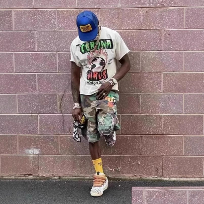 Retro Blue Streetwear Patchwork Denim Short Y2K Jeans Men Women Hip Hop Cartoon Graphics Loose Camo Denim Fitness Casual Shorts 251018