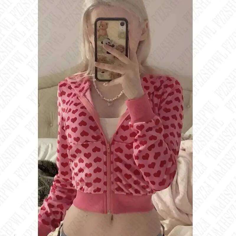 Y2k Women Harajuku Aesthetic Kawaii Cute Clothes Graphic Hip Hop Punk Gothic Zip Up Hoodies Casual Streetwear EMO Girl