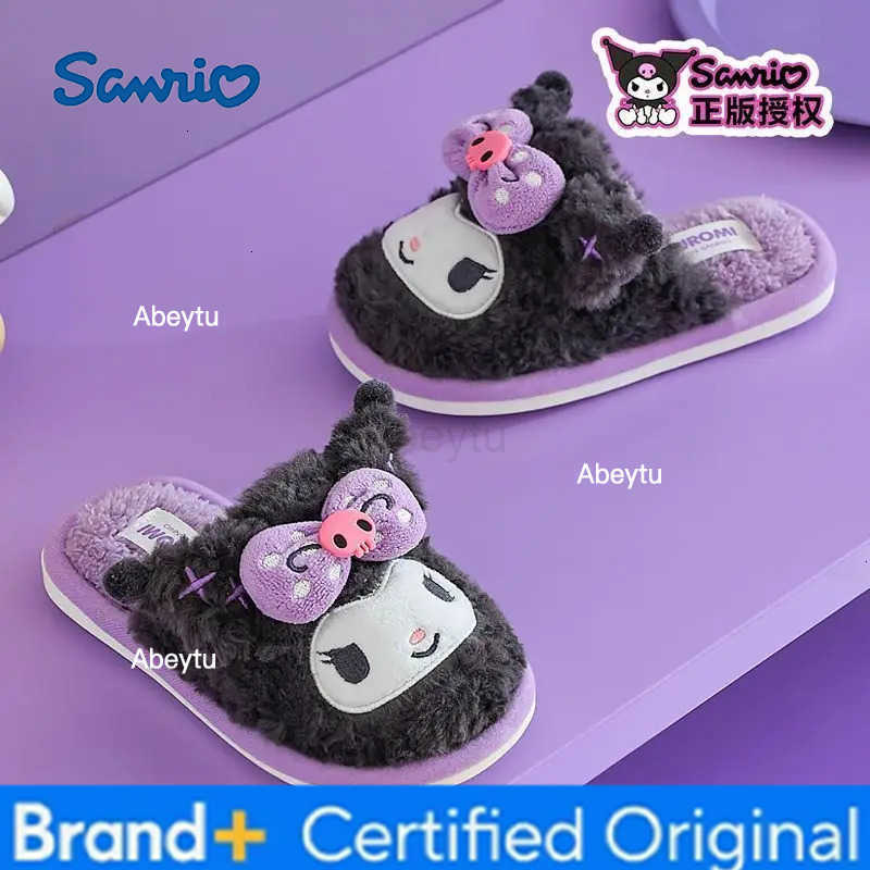 Sanrio Cartoon Sanrios My Melody Women Plush Slippers Kawaii Kuromi Thick Warm Winter Home Indoor Flat Casual Non Slip Girls Home Shoes H251230